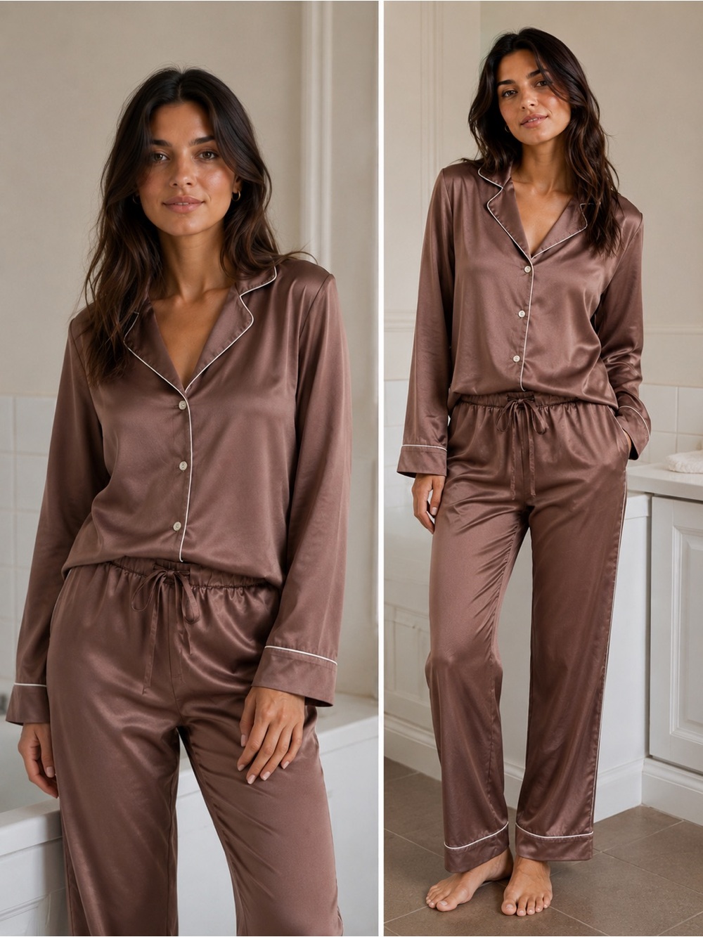 Express Women’s Brown Drawstring Satin-like Pants - Size Small